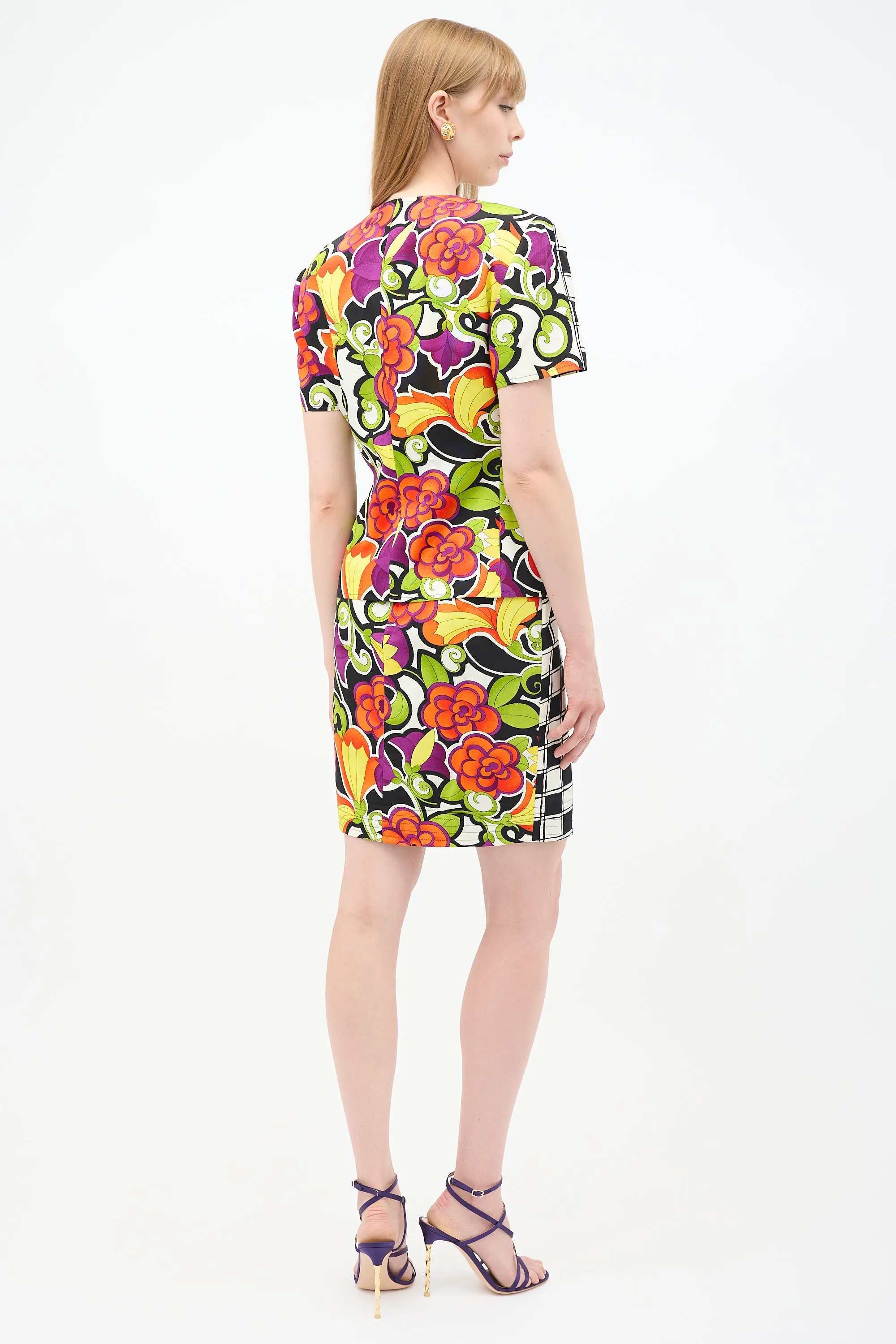 1990s Print Skirt Suit