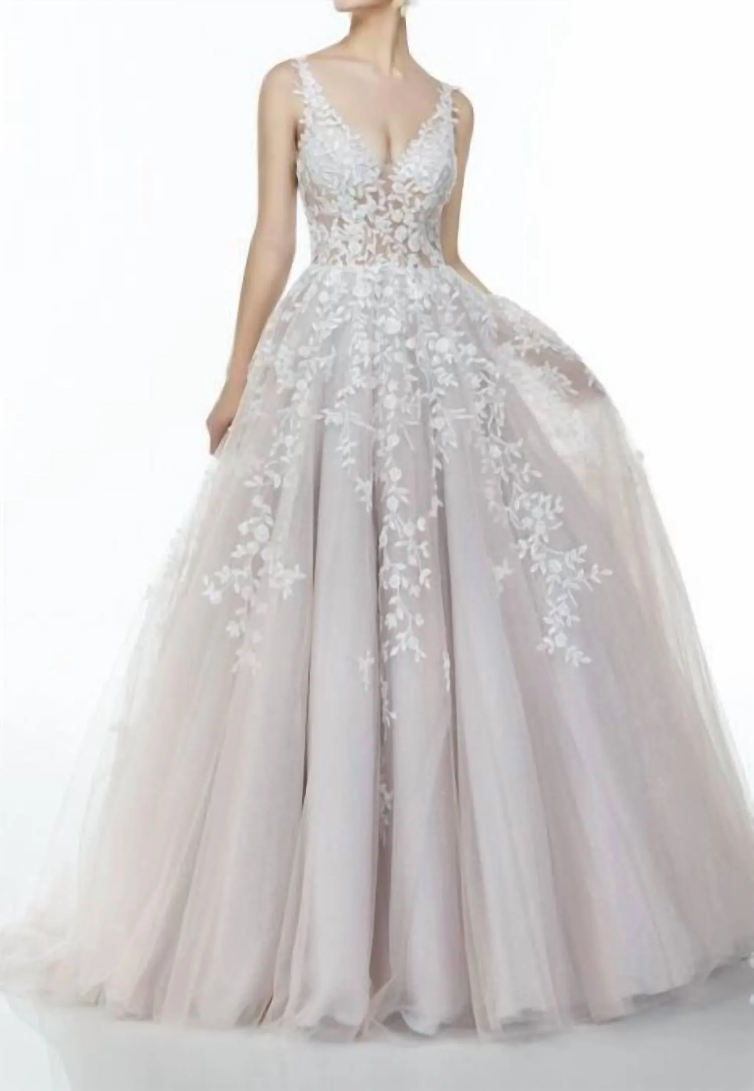 Alyce Paris - Embroidered Back Illusion Ball Dress
