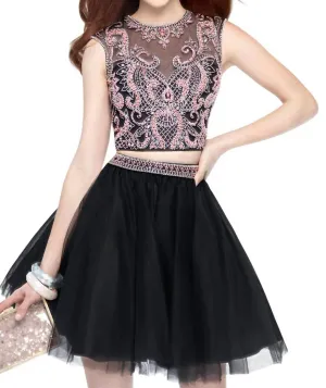 Alyce Paris - Two-Piece Beaded Top Tulle Skirt Prom Dress