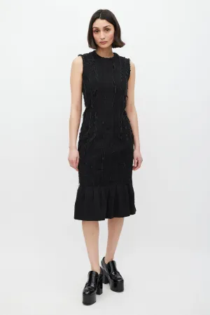 Black Pleated Distressed Dress