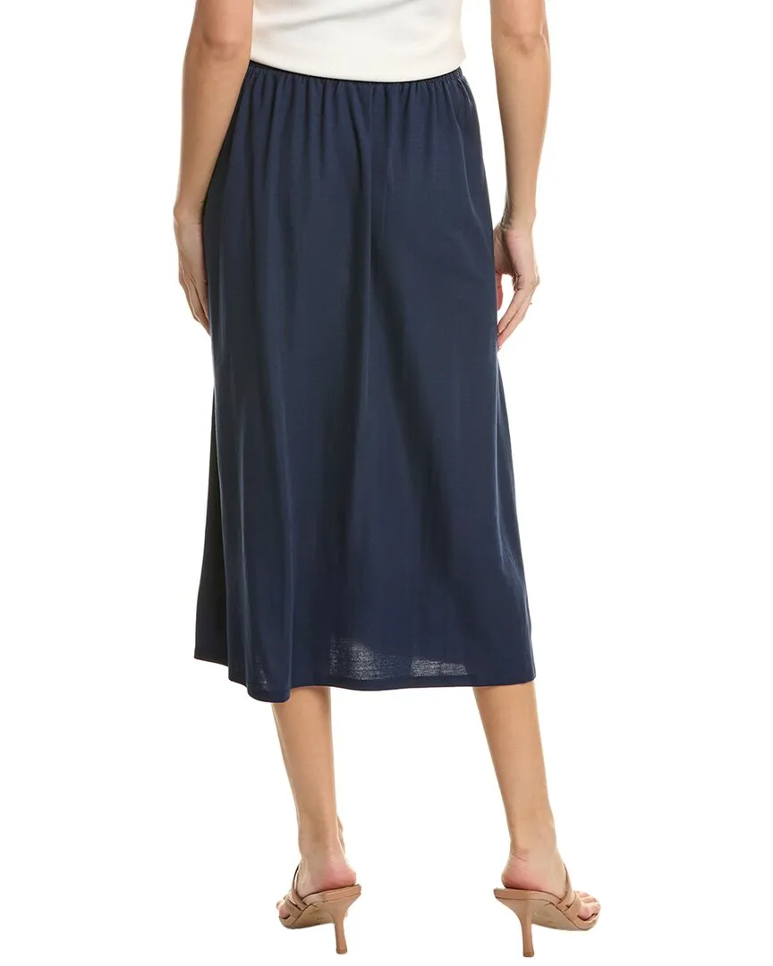Bobeau Button Front Midi Skirt