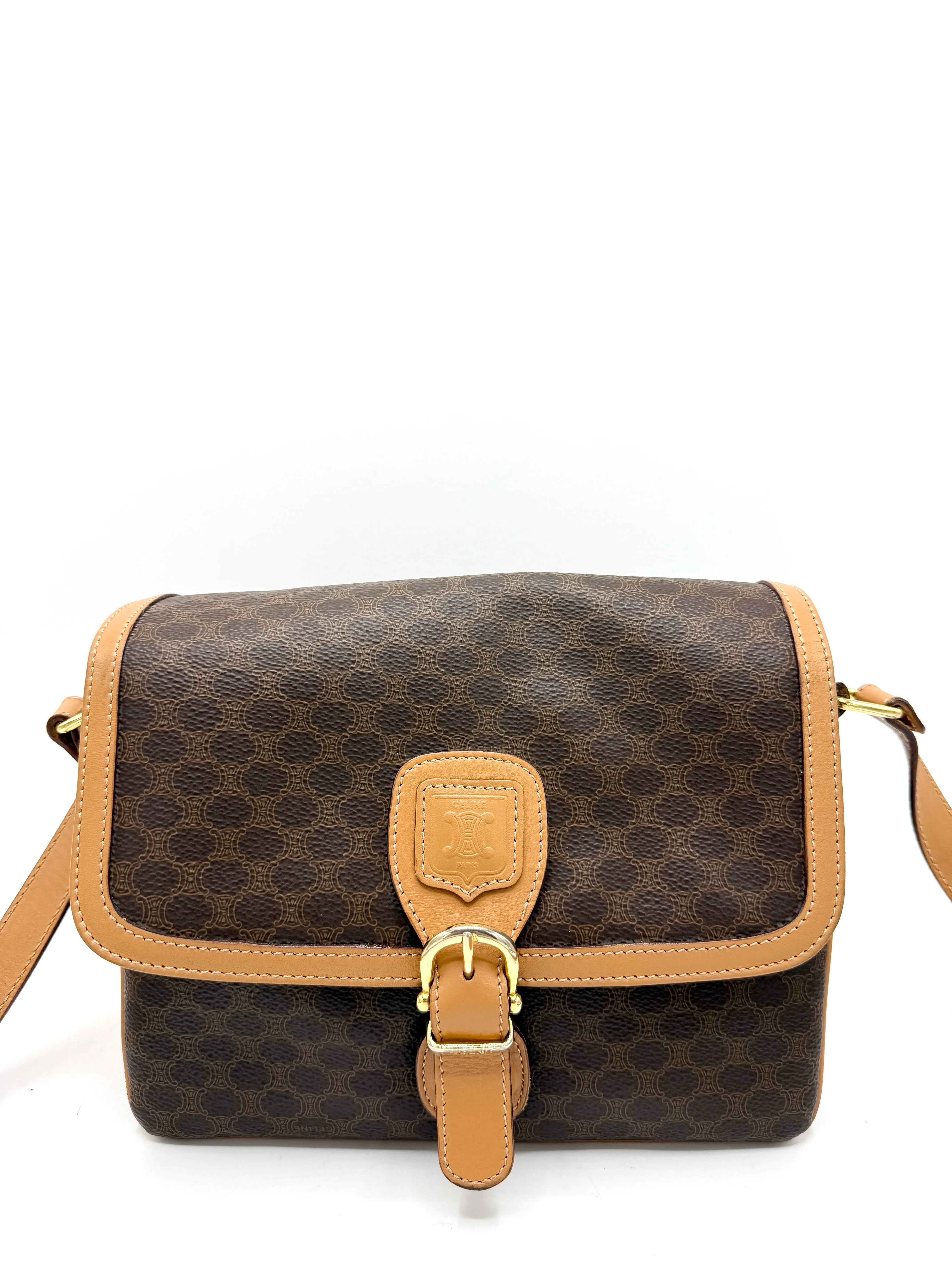 Celine Brown Macadam Accordion Crossbody