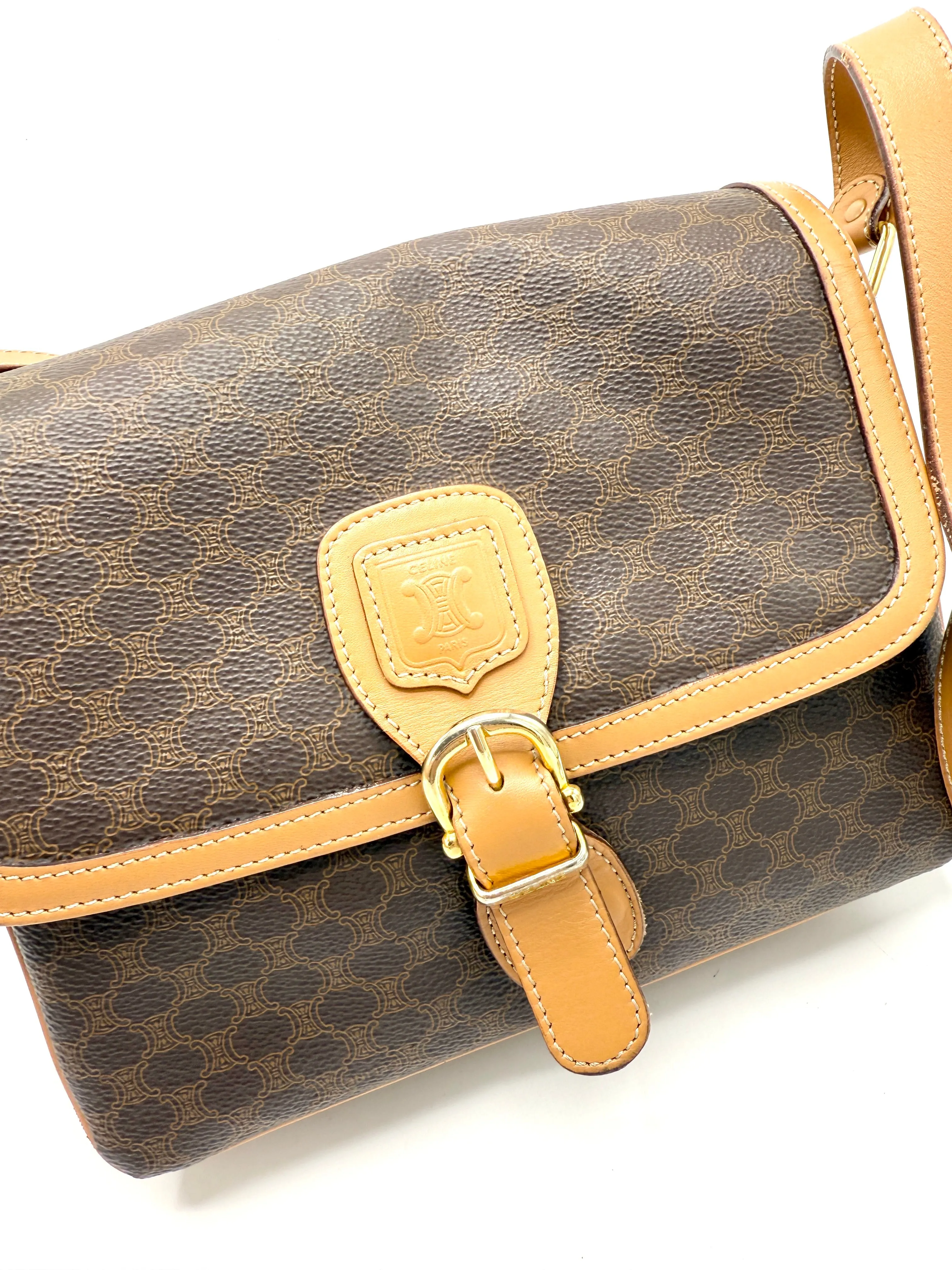Celine Brown Macadam Accordion Crossbody