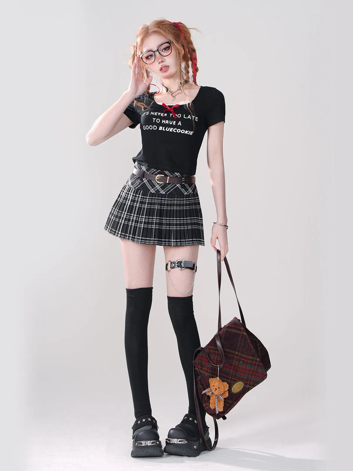 Cool Belt Skirt Check College