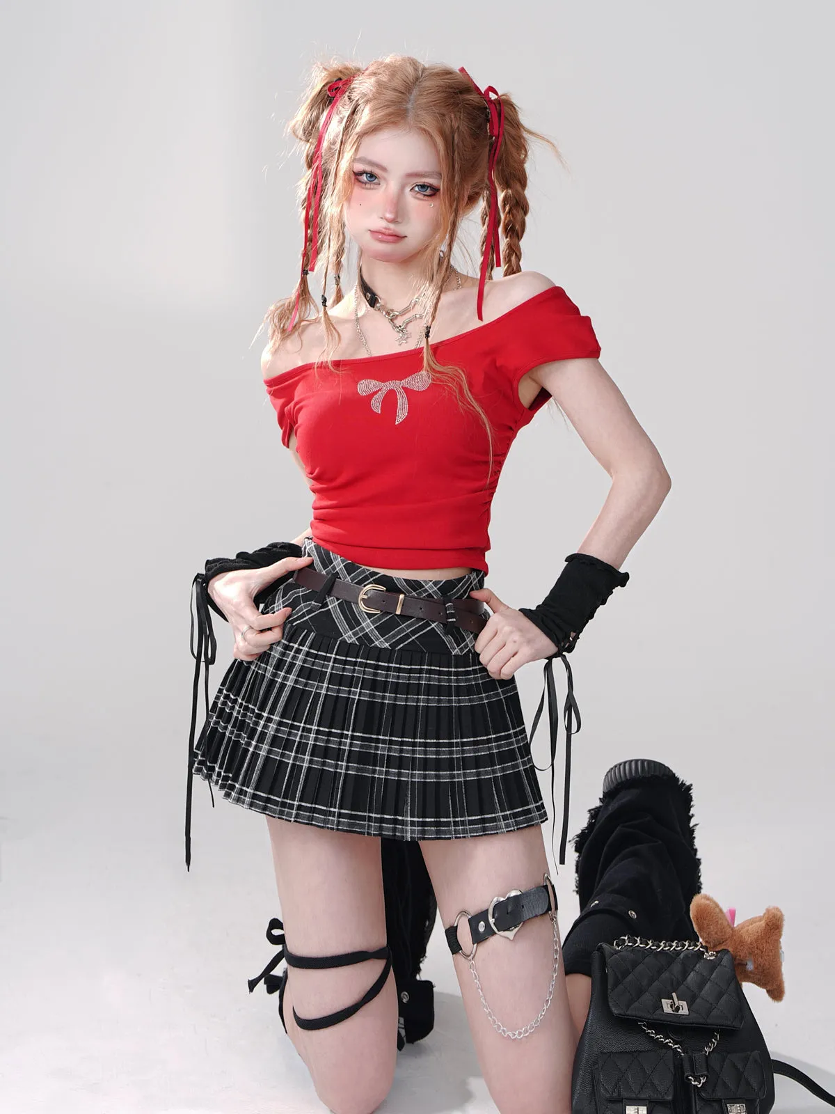 Cool Belt Skirt Check College