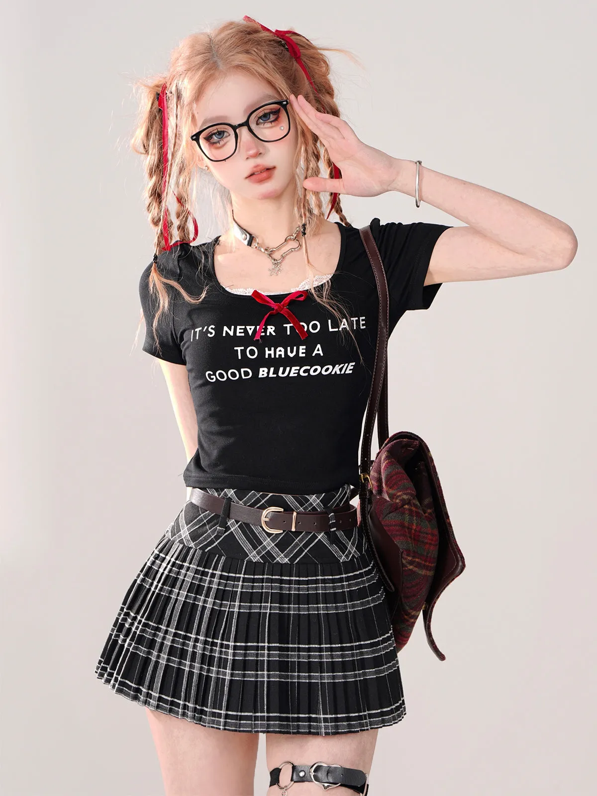 Cool Belt Skirt Check College