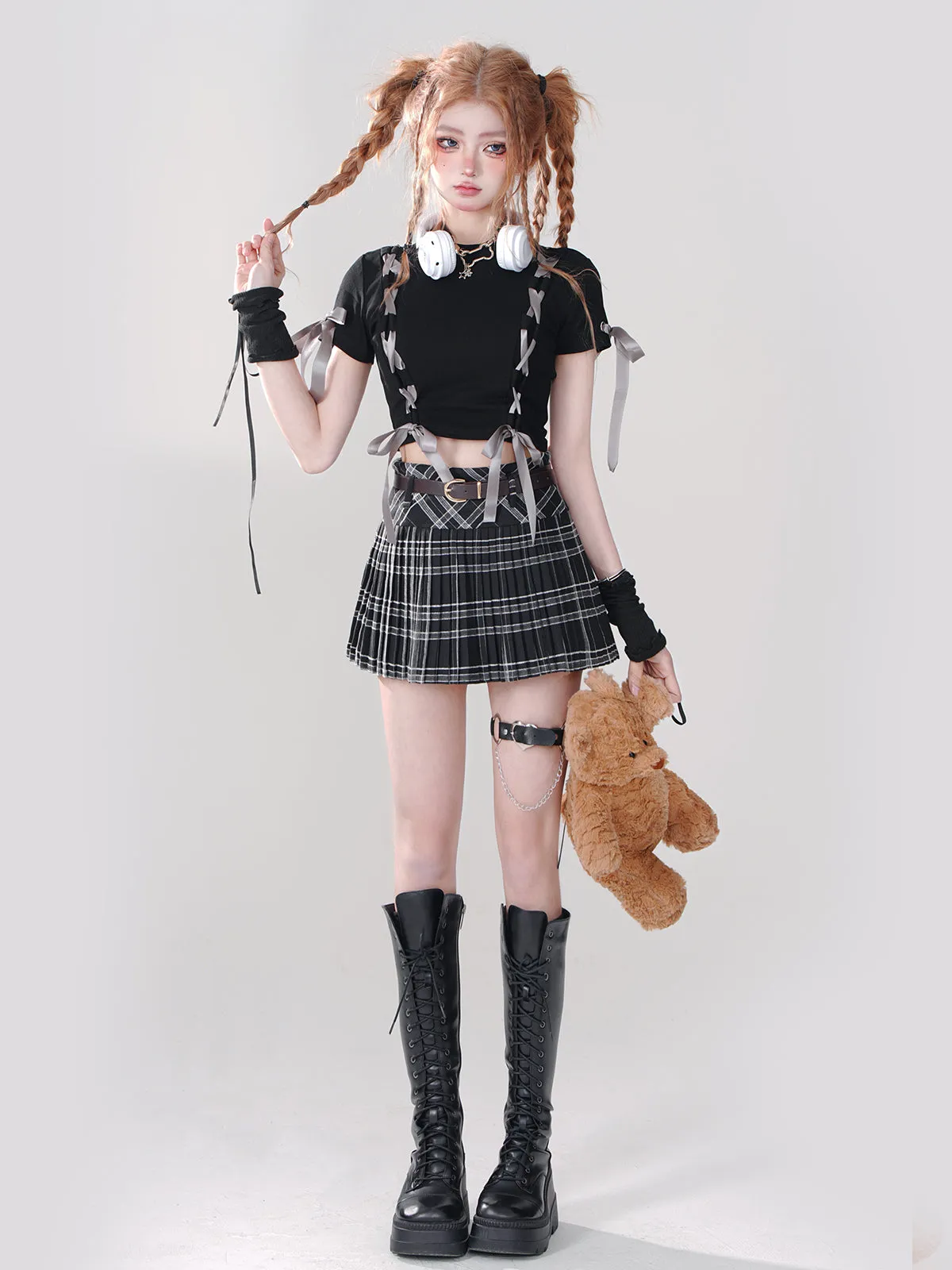 Cool Belt Skirt Check College