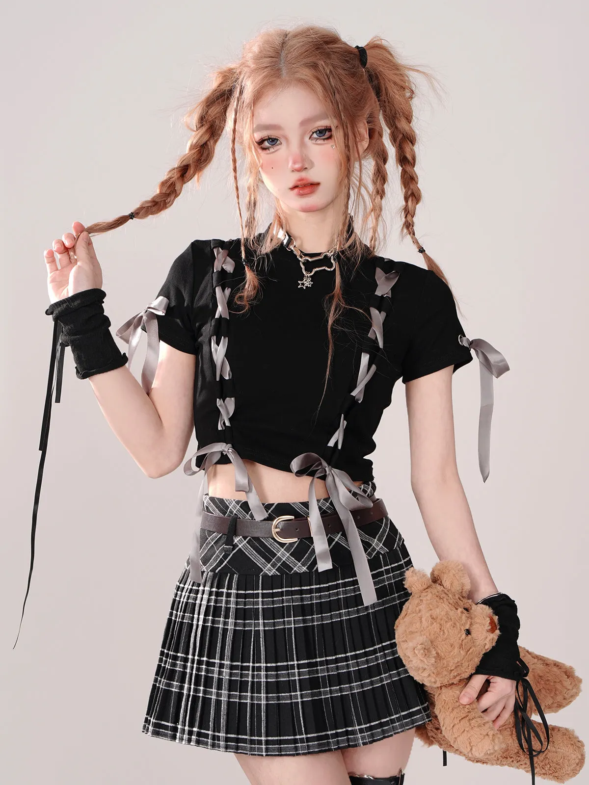 Cool Belt Skirt Check College