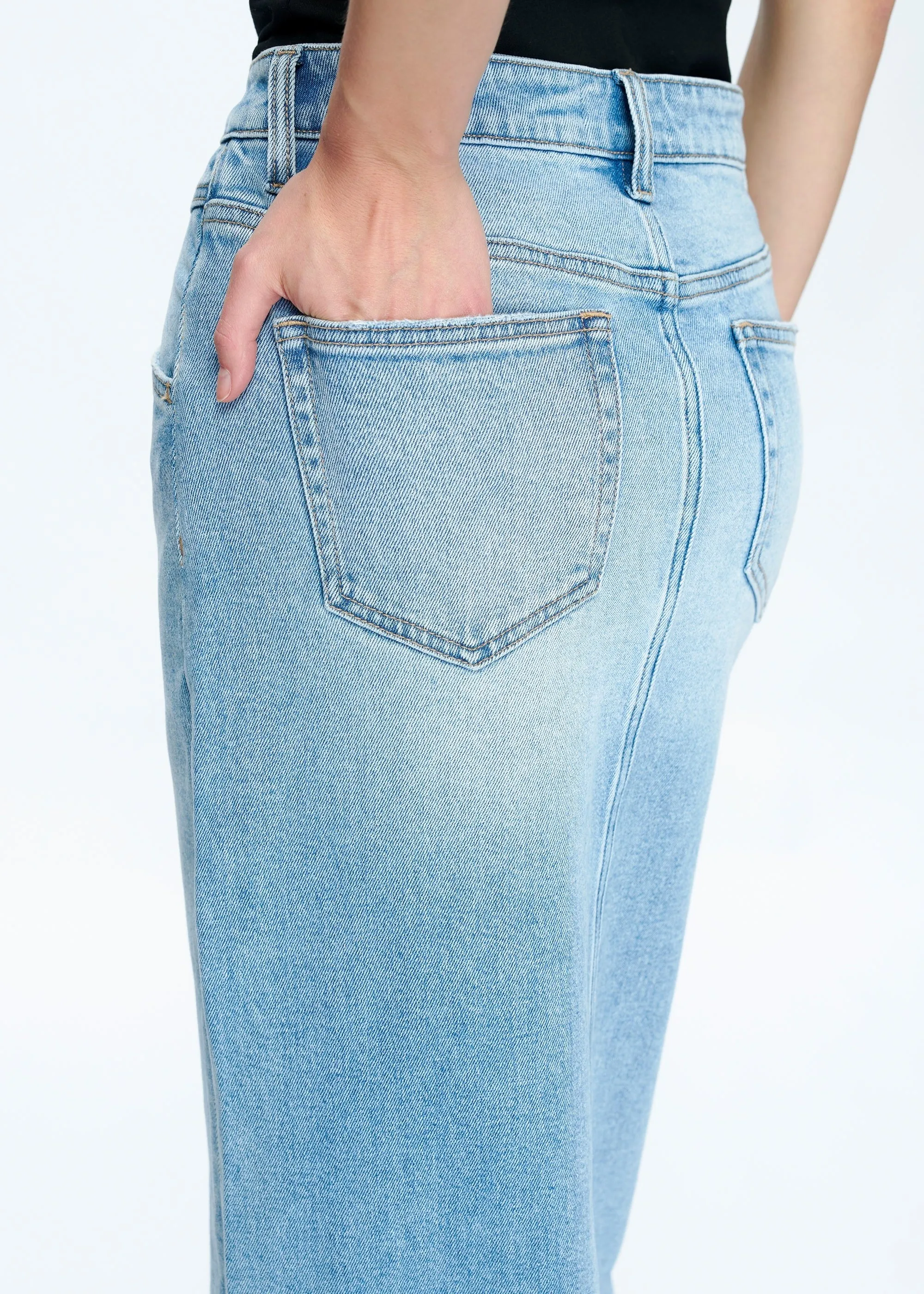 Cozy Luxe Front Slit Denim Maxi Skirt