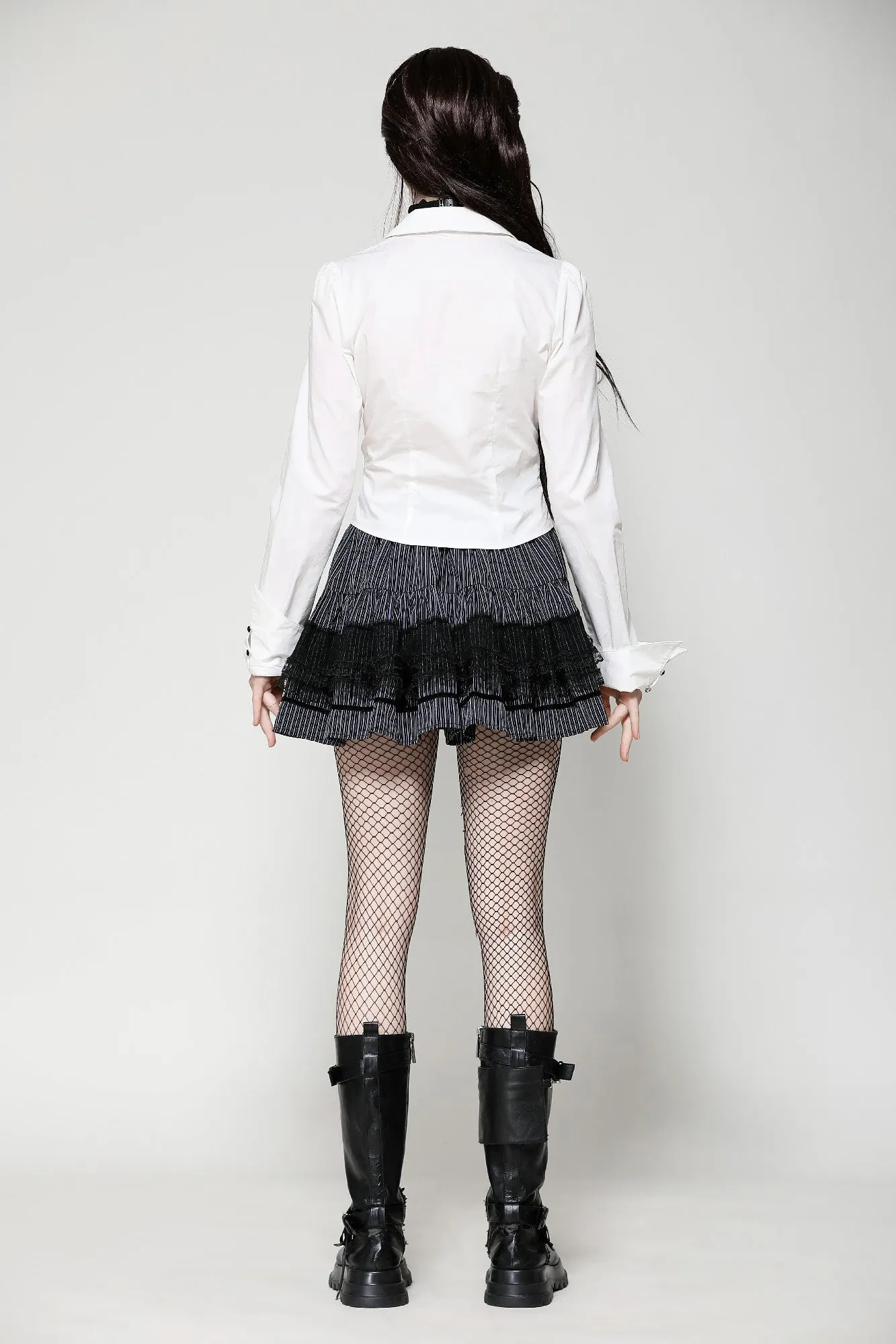 Dark Striped Scholarly Mini Skirt KW366