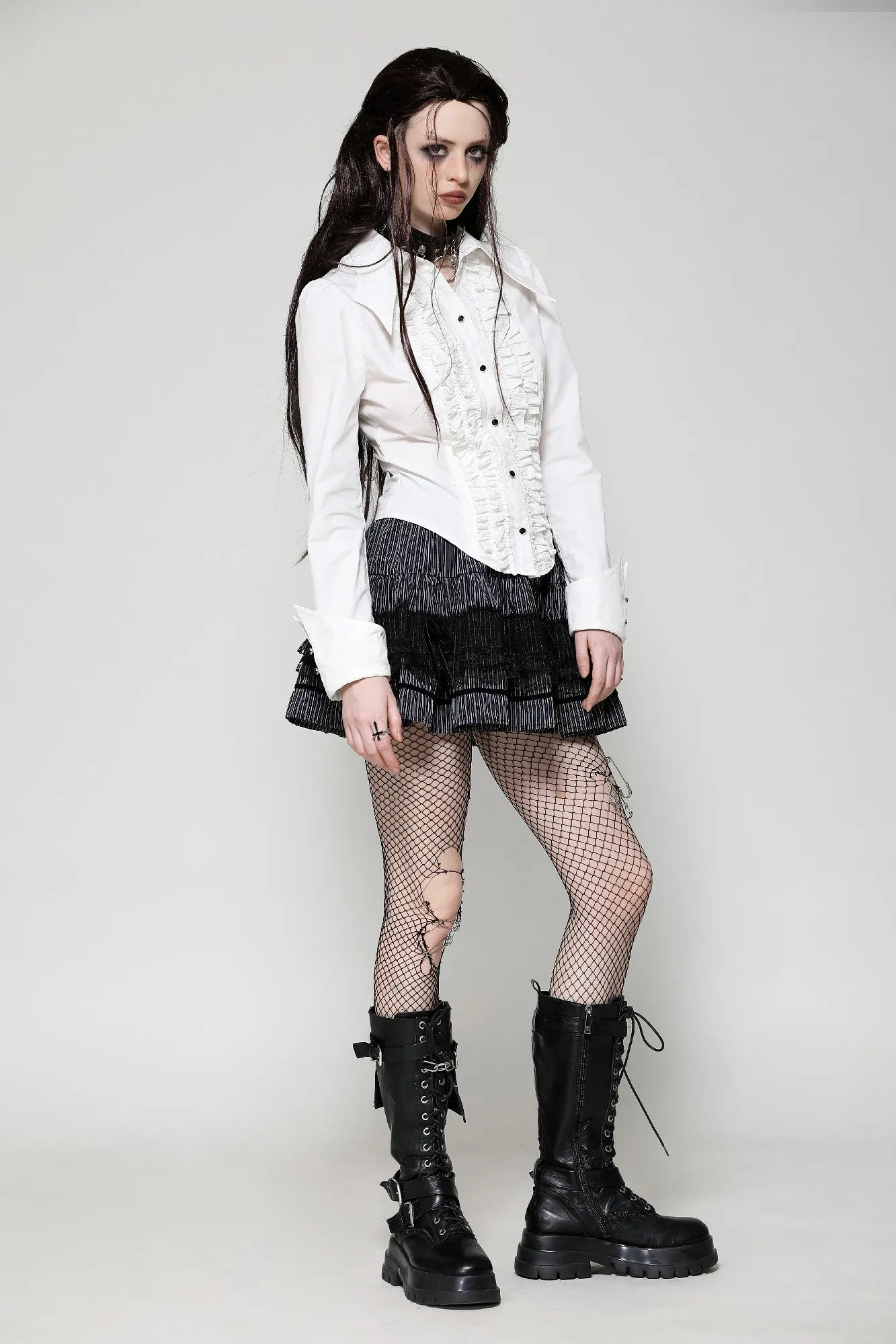 Dark Striped Scholarly Mini Skirt KW366