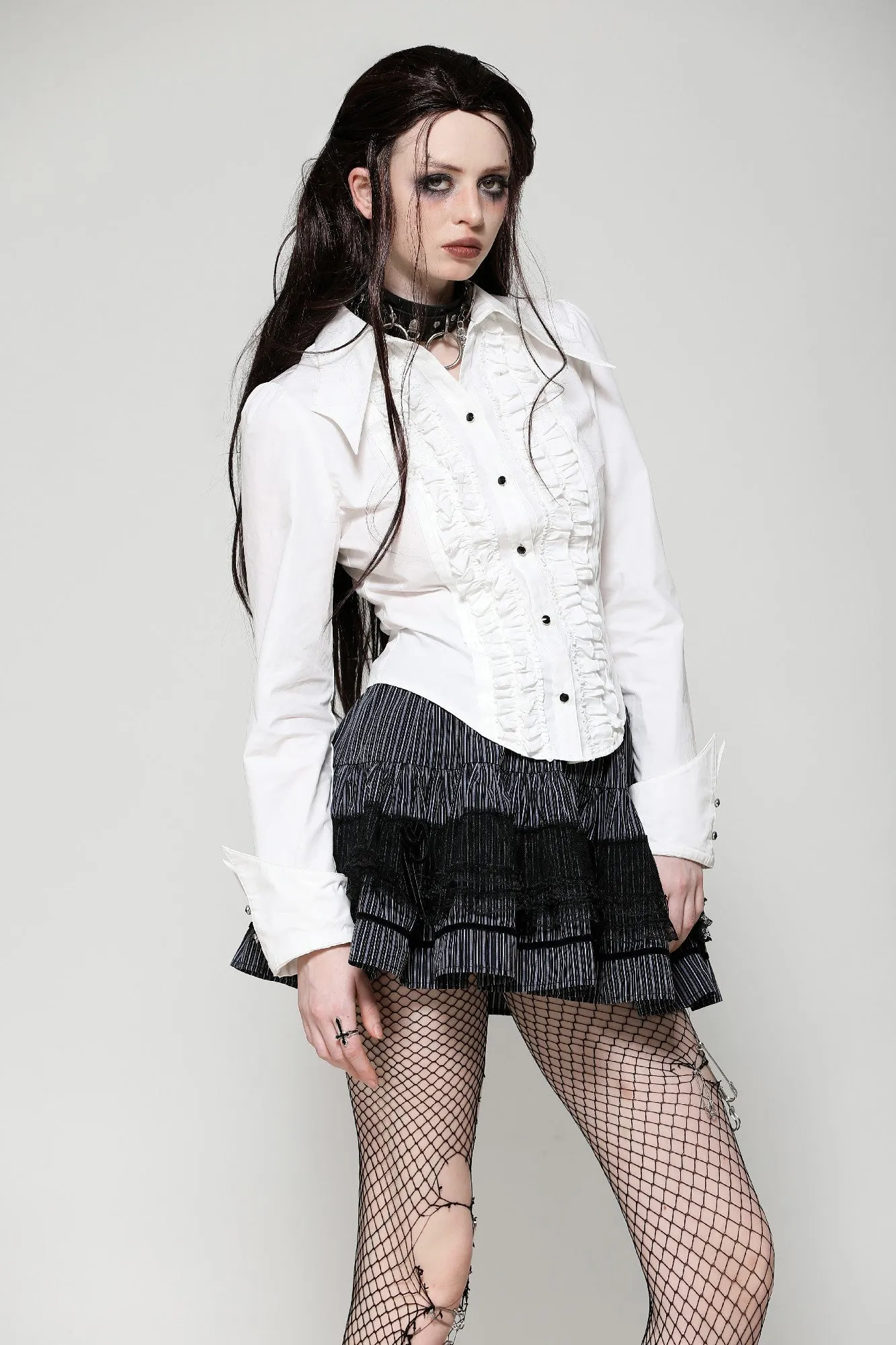 Dark Striped Scholarly Mini Skirt KW366