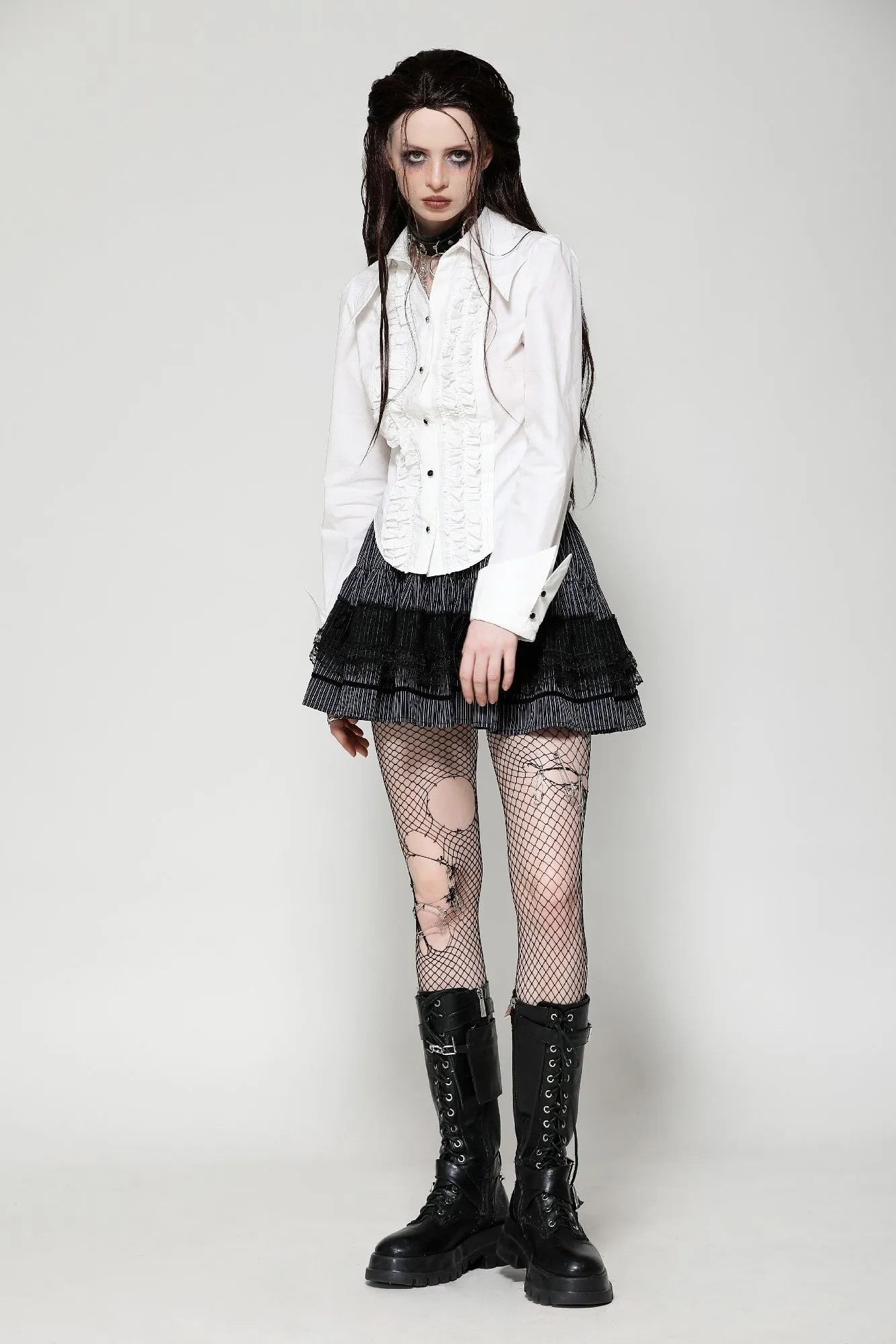 Dark Striped Scholarly Mini Skirt KW366