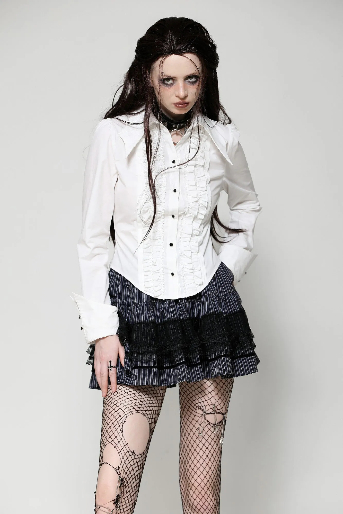 Dark Striped Scholarly Mini Skirt KW366