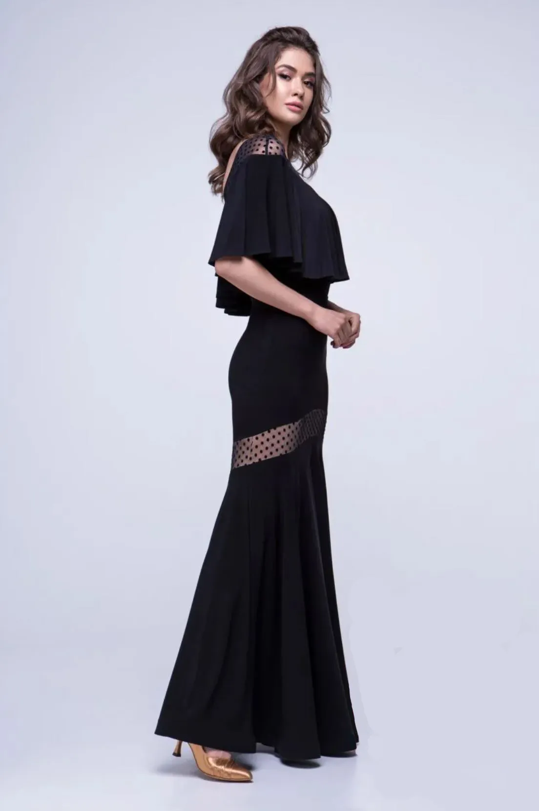 Flared Ballroom Practice Skirt with Mesh Insert Pra 1173