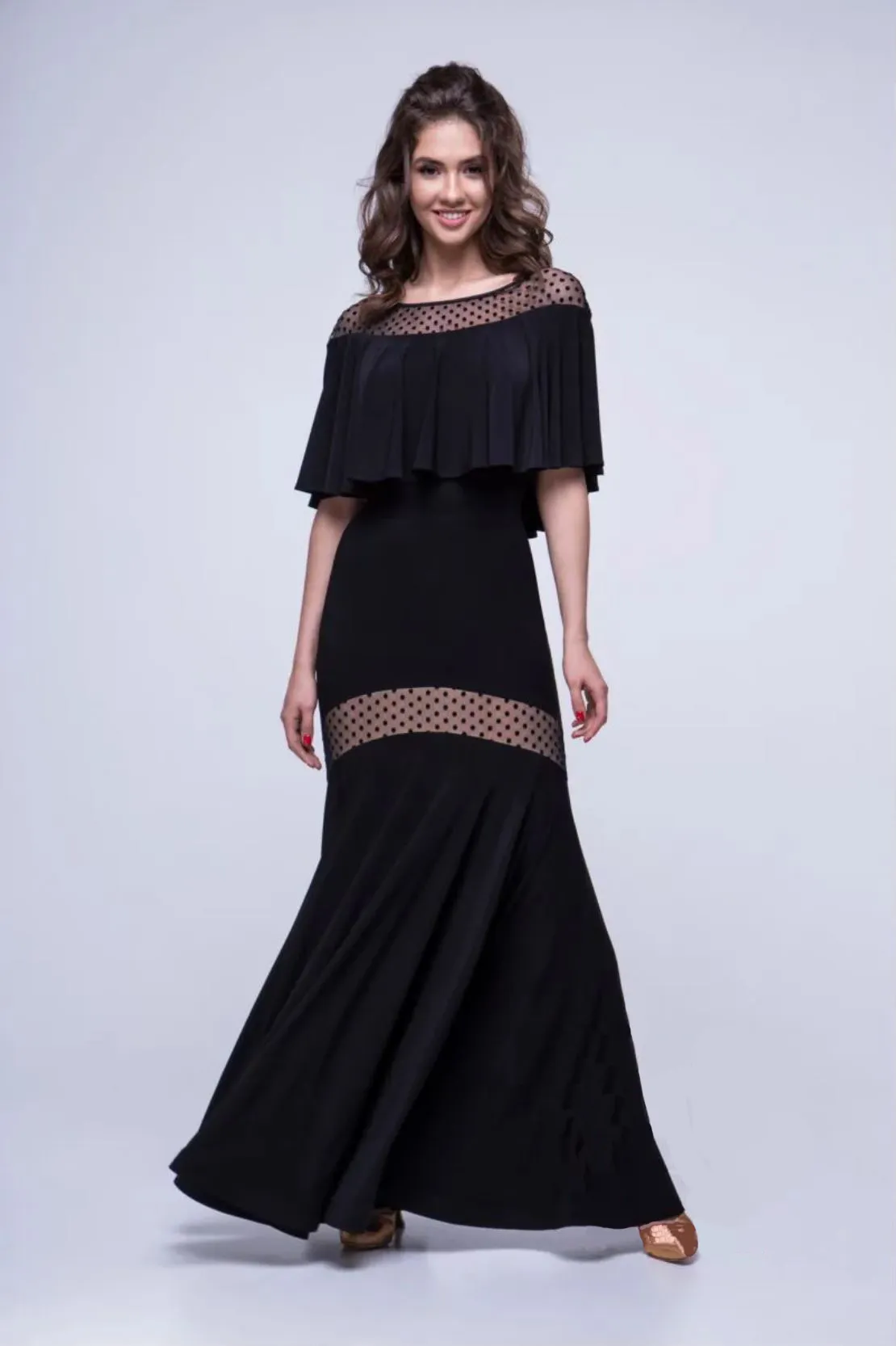 Flared Ballroom Practice Skirt with Mesh Insert Pra 1173