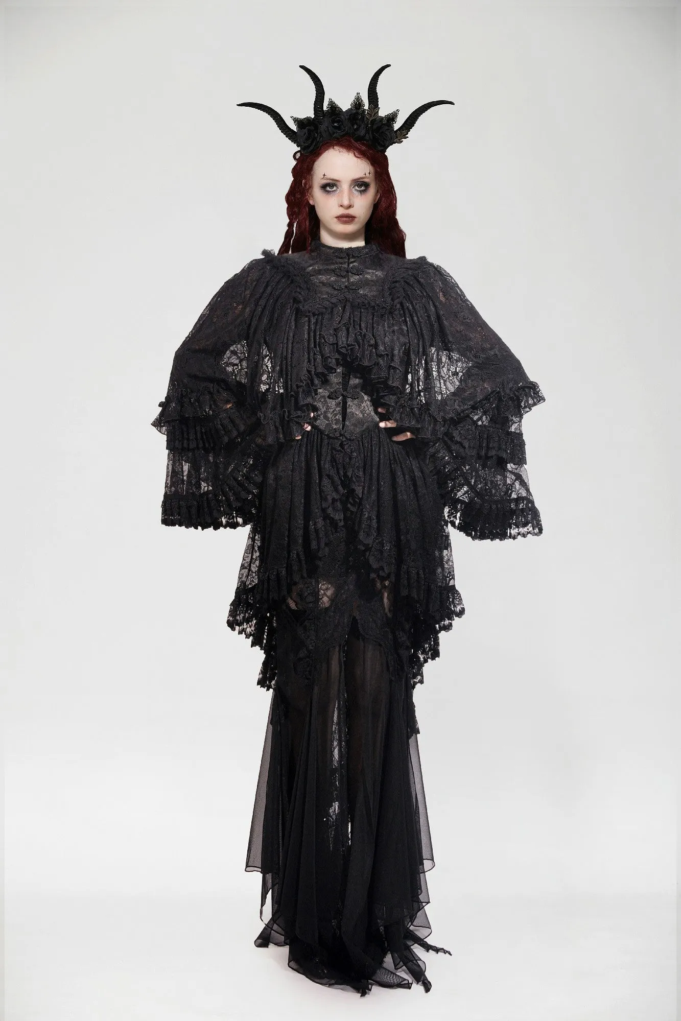 Gothic Elegant Vintage Lace Oversized Sleeves  Cape BW151