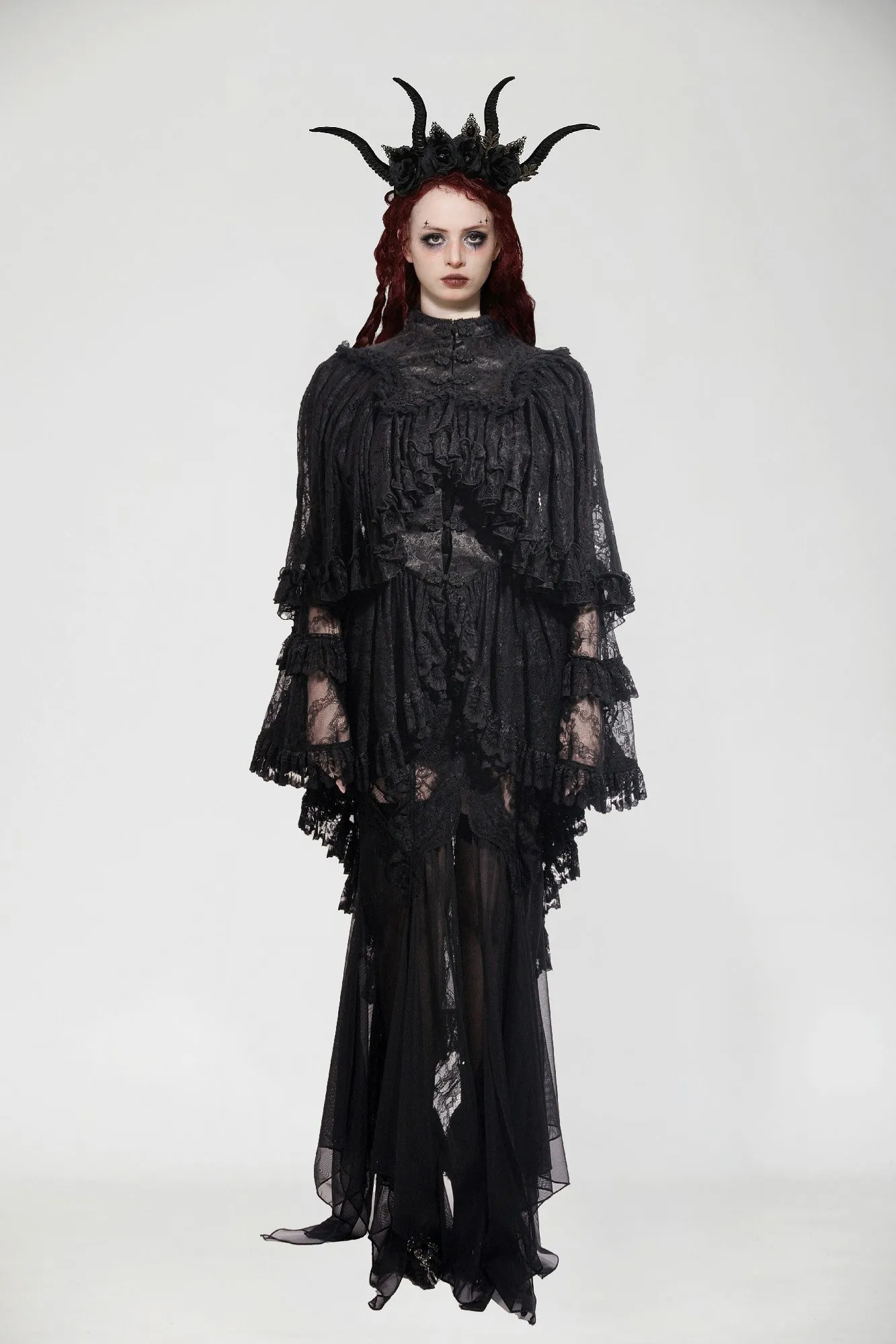 Gothic Elegant Vintage Lace Oversized Sleeves  Cape BW151