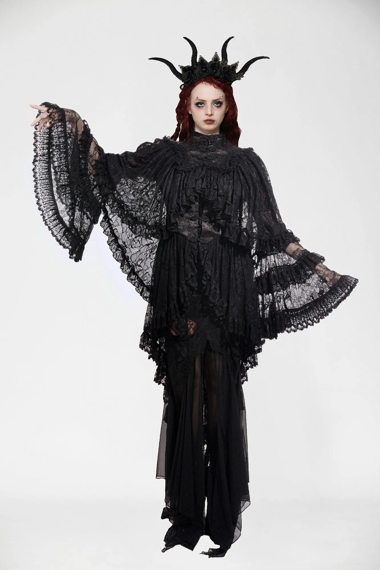 Gothic Elegant Vintage Lace Oversized Sleeves  Cape BW151