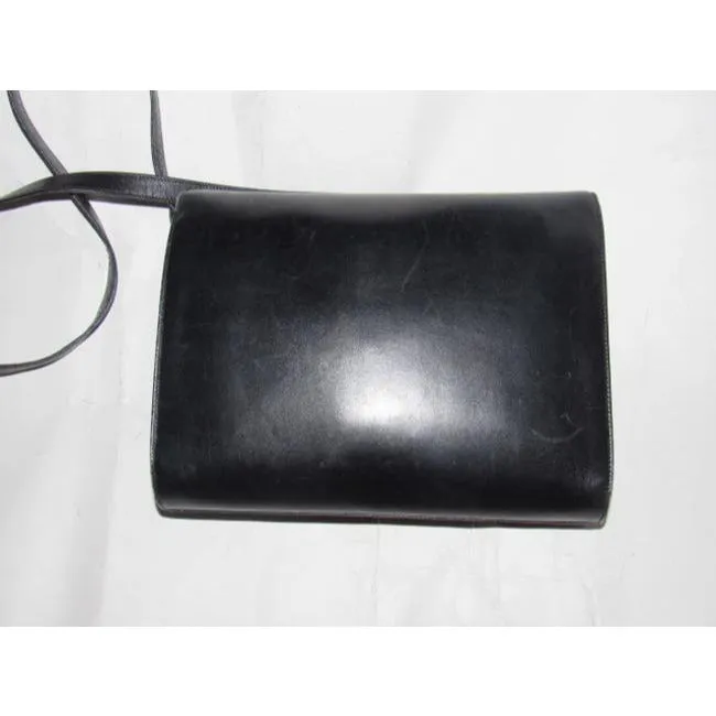 Gucci Two Way Glossy Blackhorsebit Accents Leather Shoulder Bag