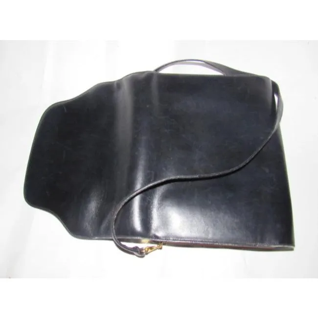 Gucci Two Way Glossy Blackhorsebit Accents Leather Shoulder Bag