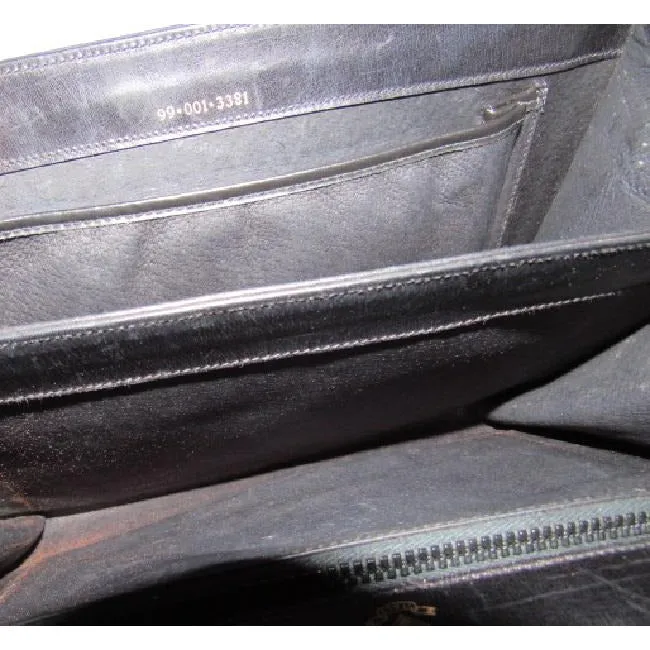 Gucci Two Way Glossy Blackhorsebit Accents Leather Shoulder Bag