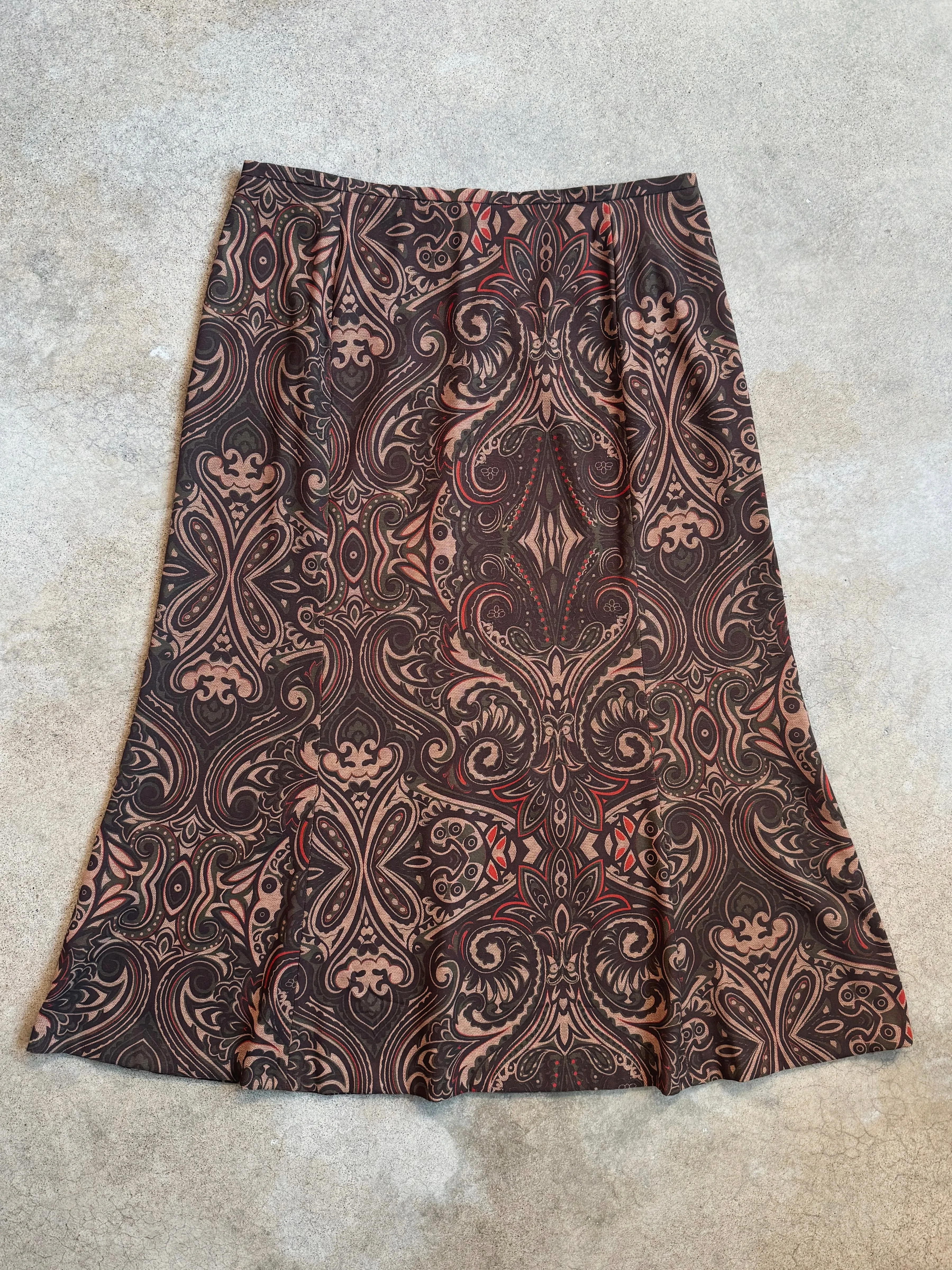 Harve Benard Brown Paisley Maxi Skirt (W34")