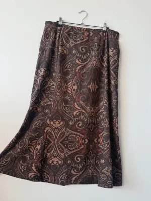 Harve Benard Brown Paisley Maxi Skirt (W34")