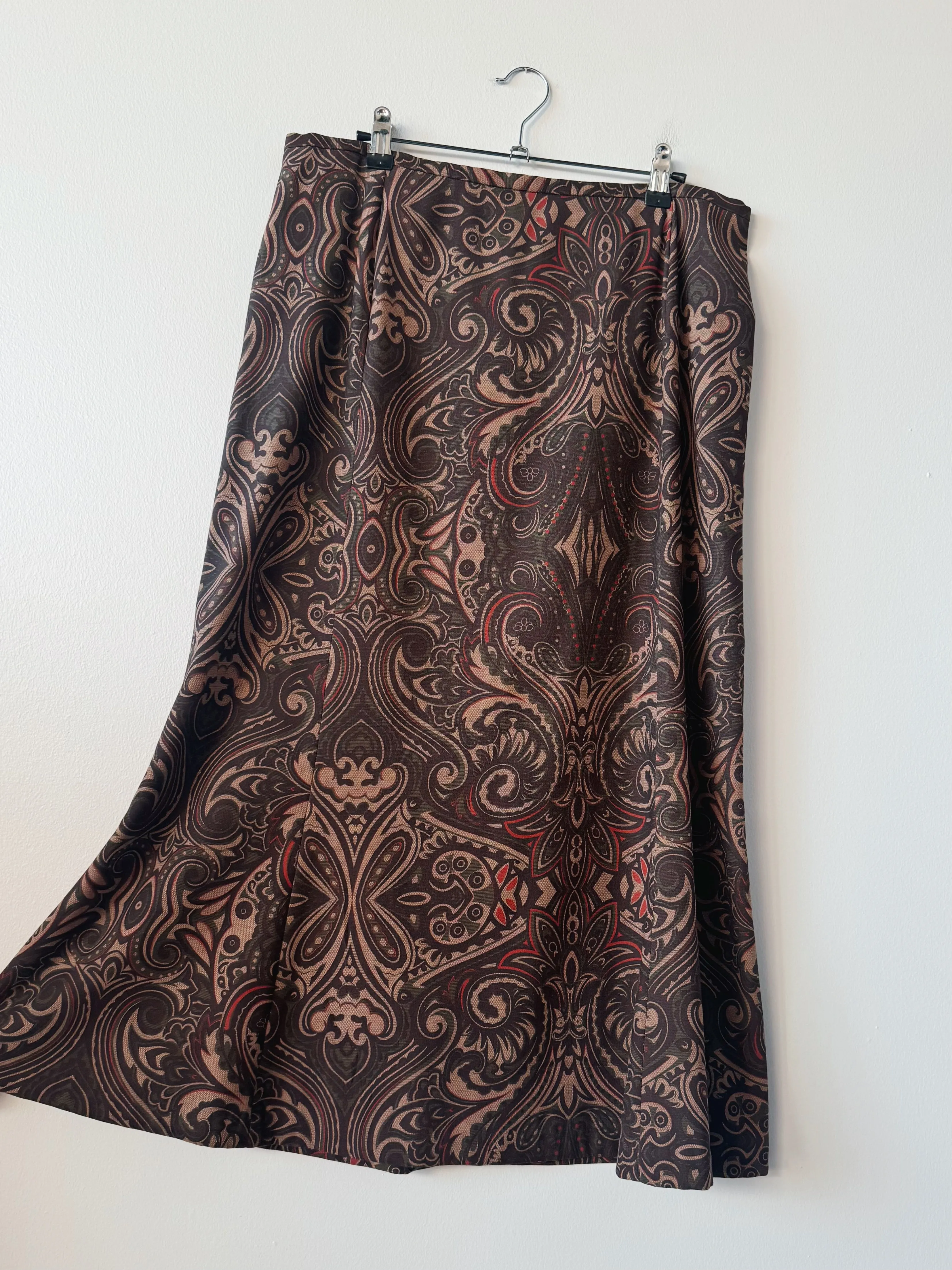 Harve Benard Brown Paisley Maxi Skirt (W34")
