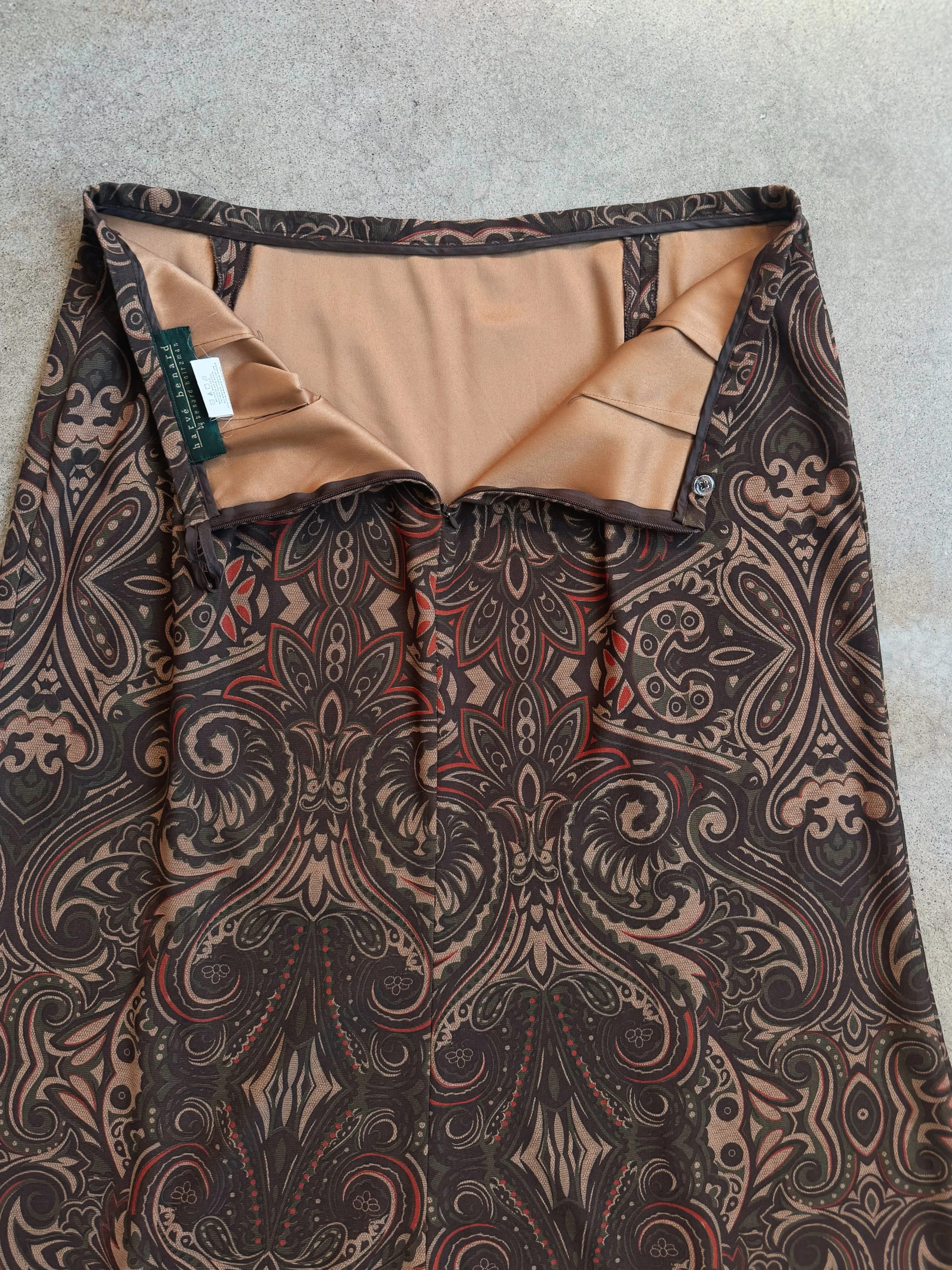 Harve Benard Brown Paisley Maxi Skirt (W34")