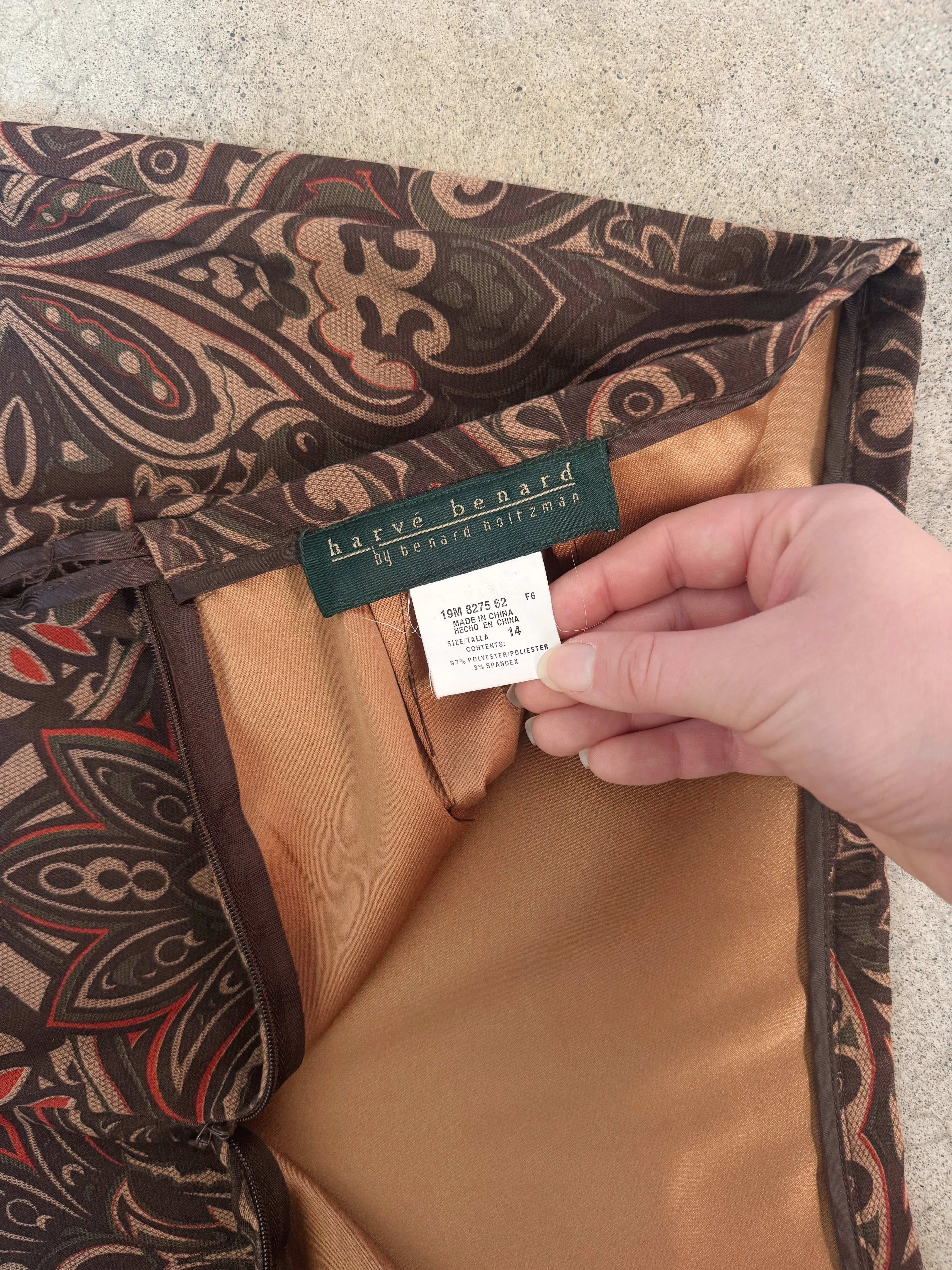 Harve Benard Brown Paisley Maxi Skirt (W34")