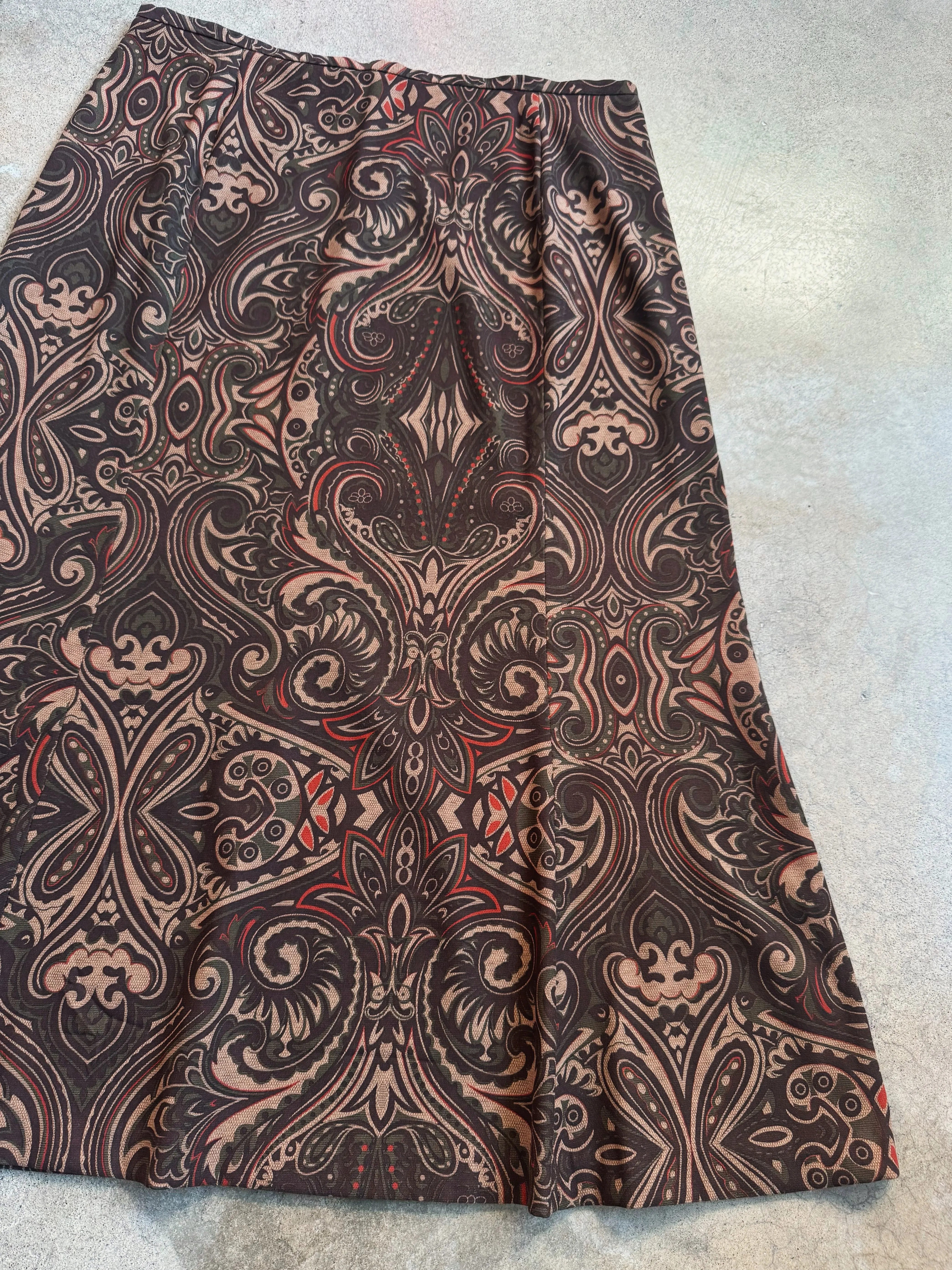 Harve Benard Brown Paisley Maxi Skirt (W34")