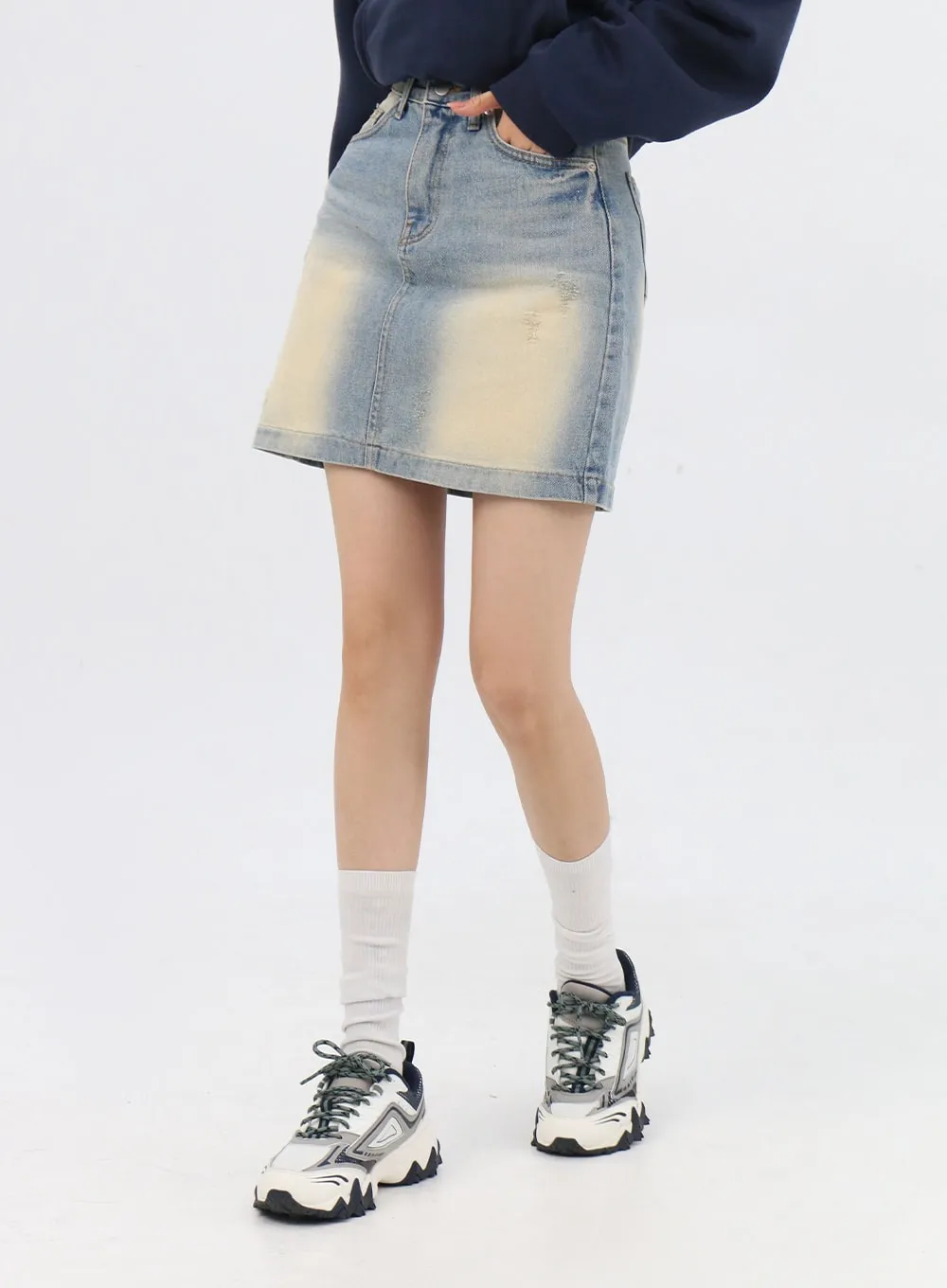 Light Washed Denim Mini Skirt IN310