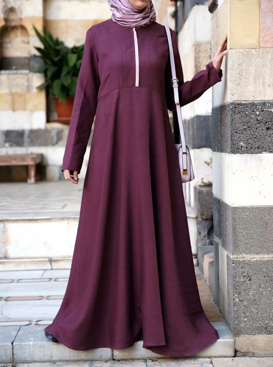 Linen Zip Opening Abaya