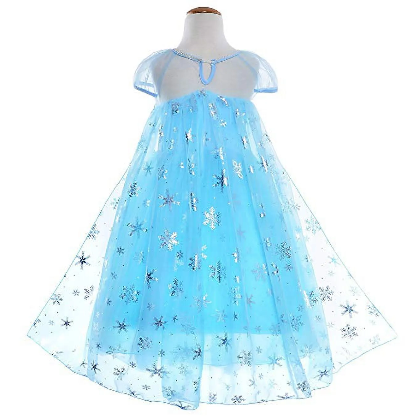 Princess Elsa Costume Party Dress for Kids with Tiara Necklaces and Wand