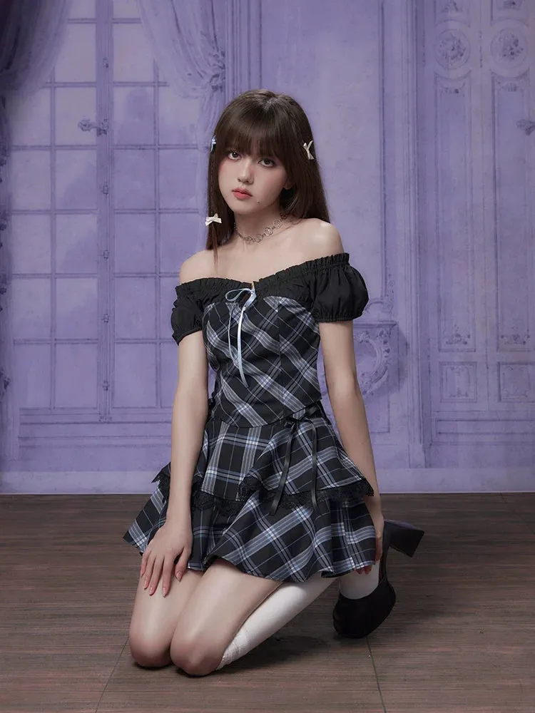 Puff Sleeve College Top Style Skirt
