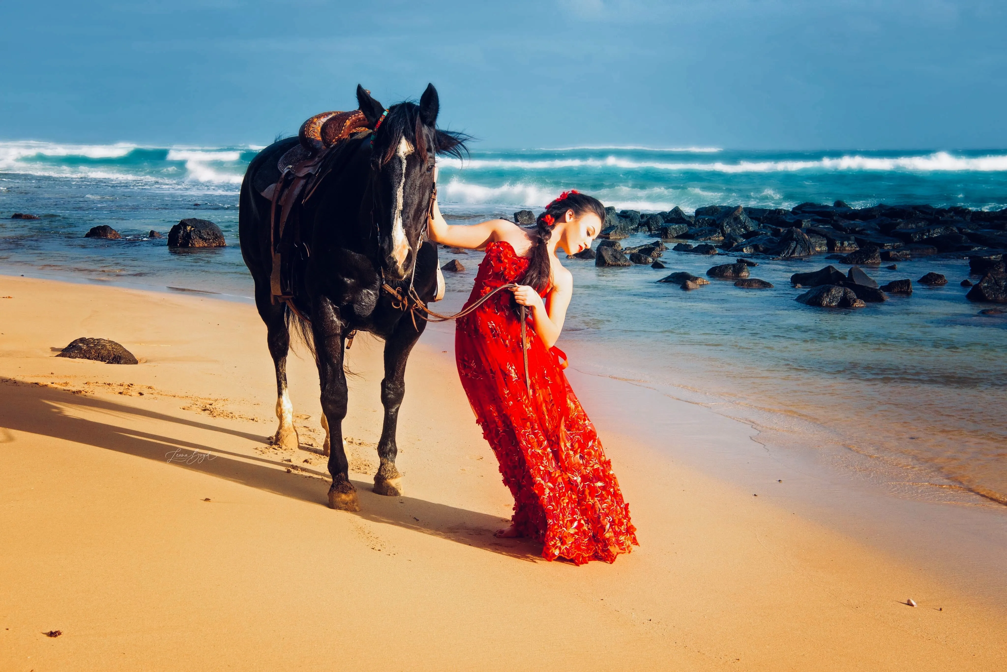 Red lace dress- Issa