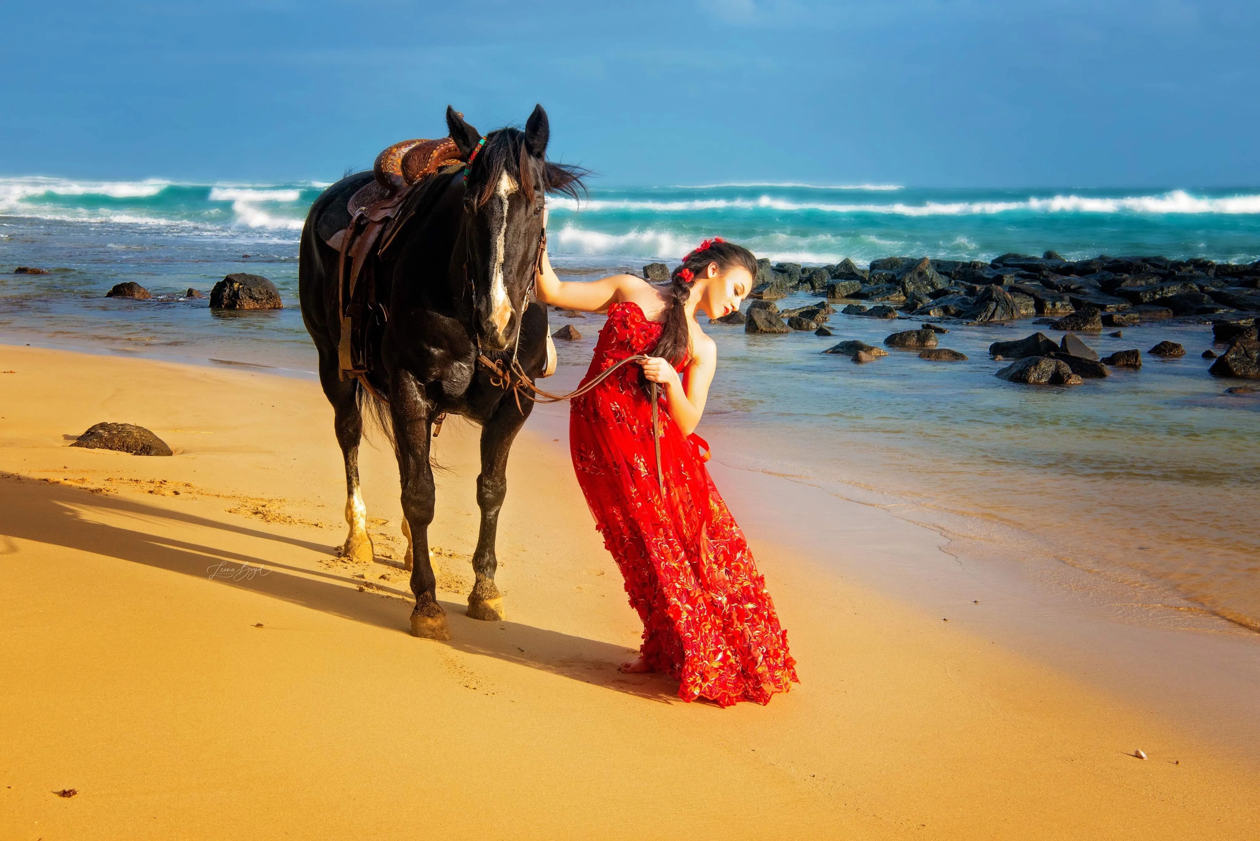 Red lace dress- Issa