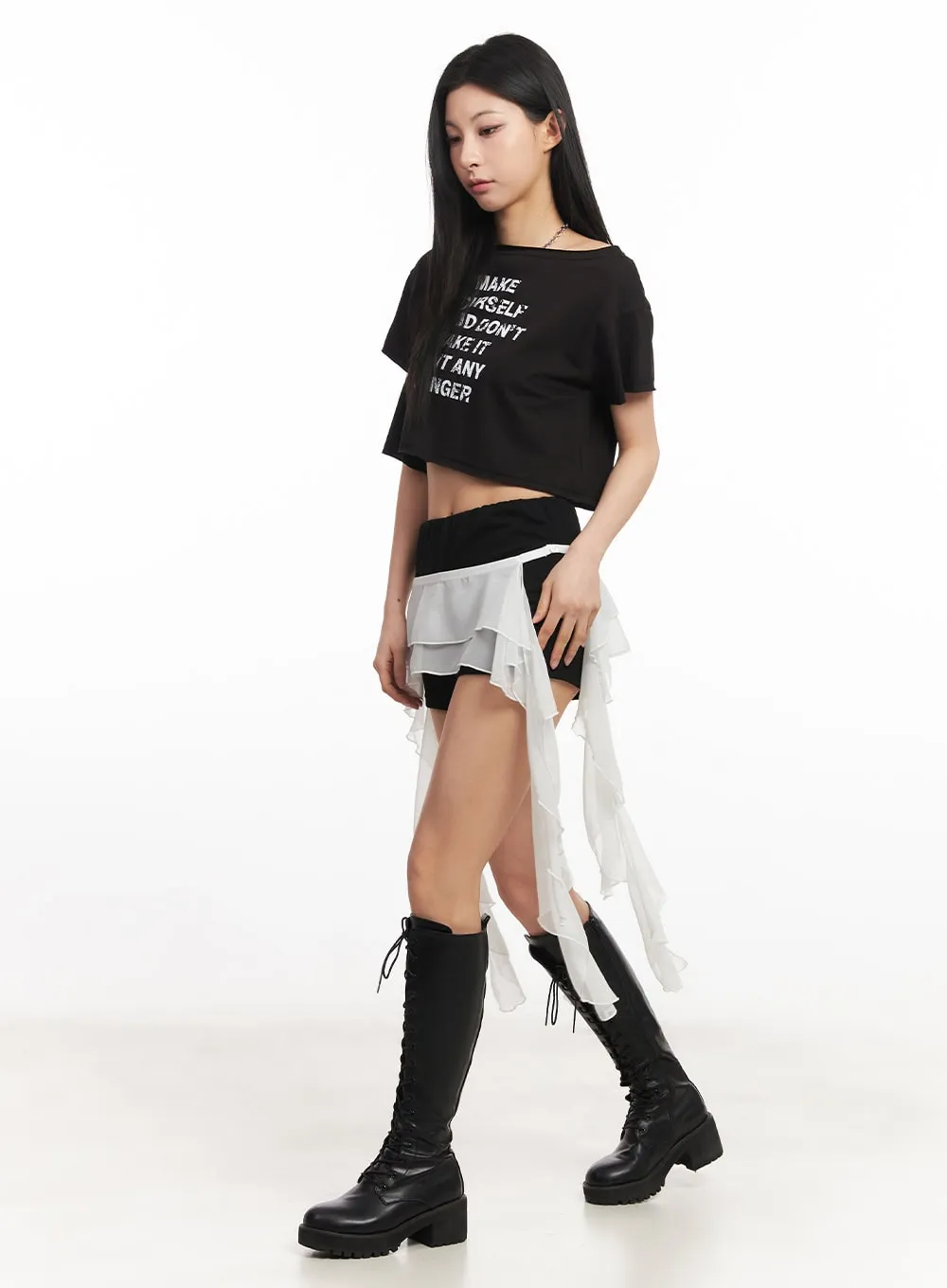 Sheer Tiered Ruffle Skirt CA514