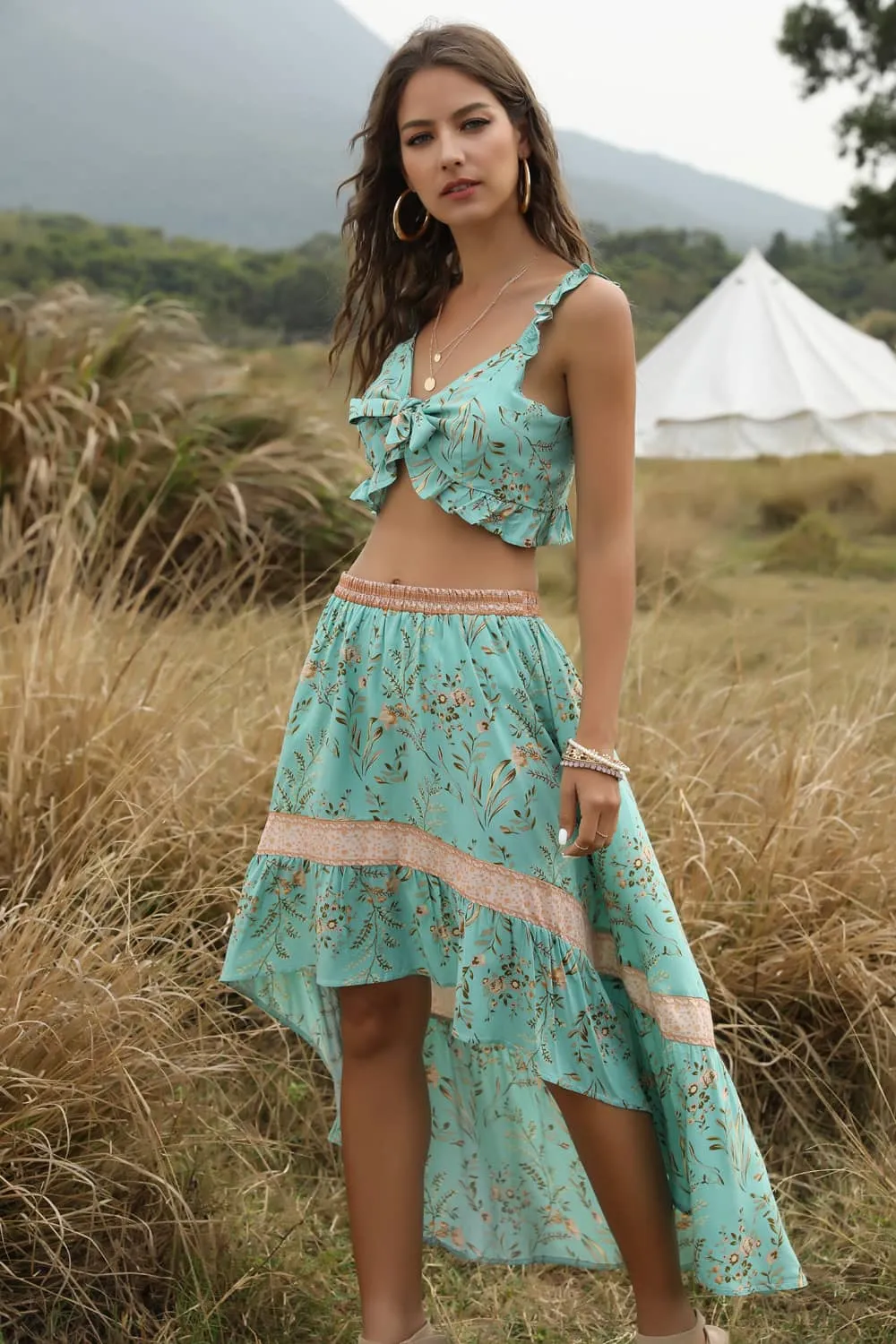Spring and summer casual printing two-piece