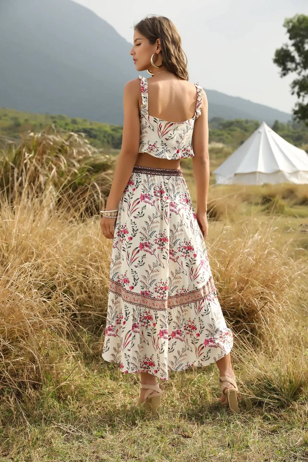 Spring and summer casual printing two-piece