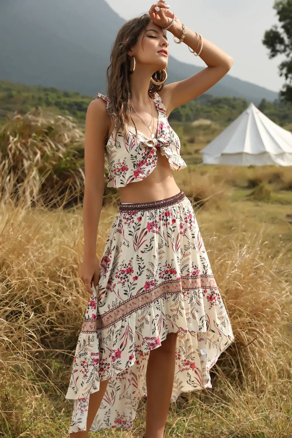 Spring and summer casual printing two-piece