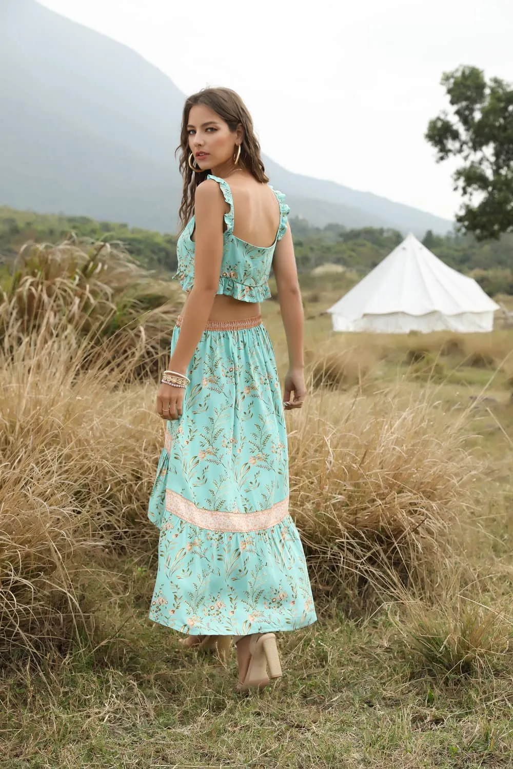 Spring and summer casual printing two-piece